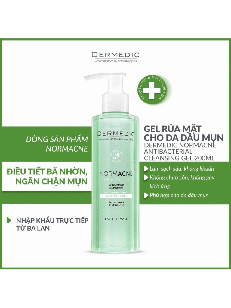 Gel rửa mặt Dermedic Normacne kháng khuẩn da dầu mụn