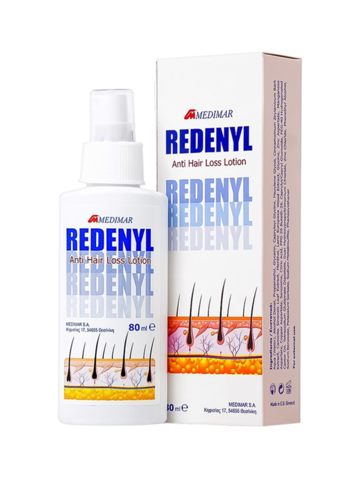 Xịt dưỡng giảm dầu, giảm rụng tóc Redenyl lotion 80ml