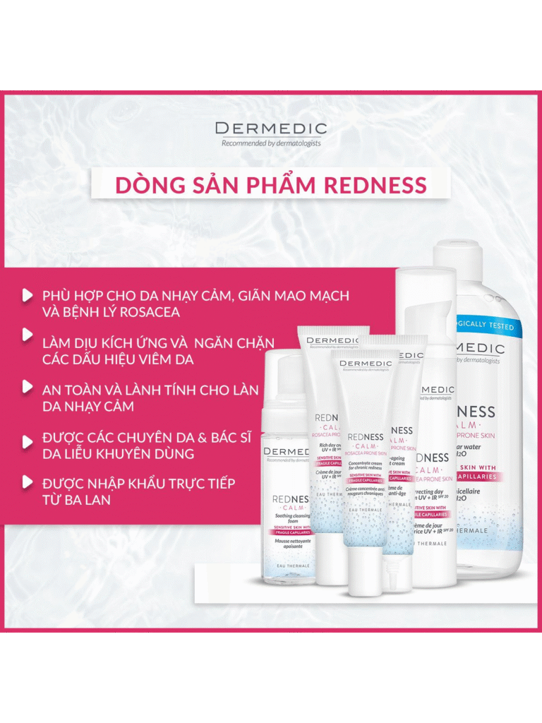 Tẩy trang cho da nhạy cảm, giãn mạch Redness Micella water H20 500ml