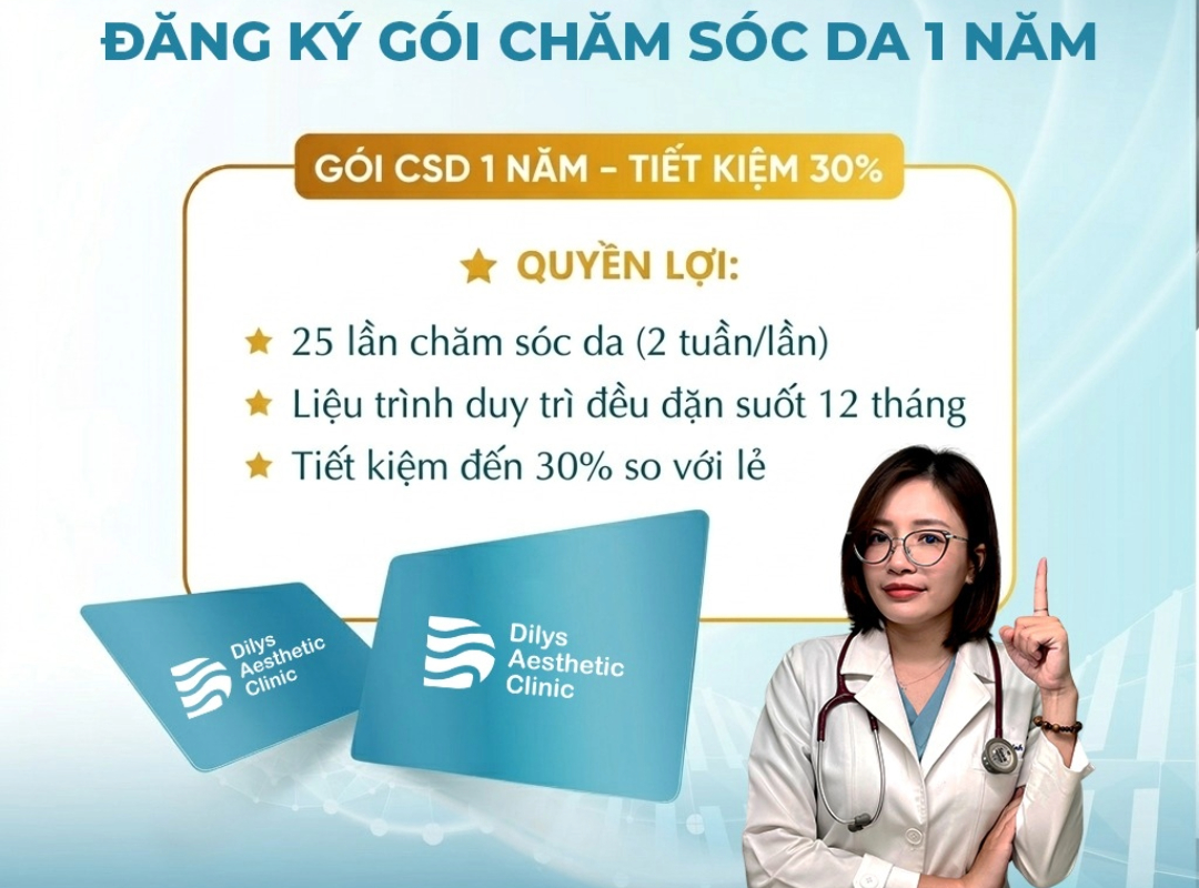 Bác sĩ tư vấn gói chăm sóc da 1 năm giảm 30% tại Dilys Aesthetic Clinic.